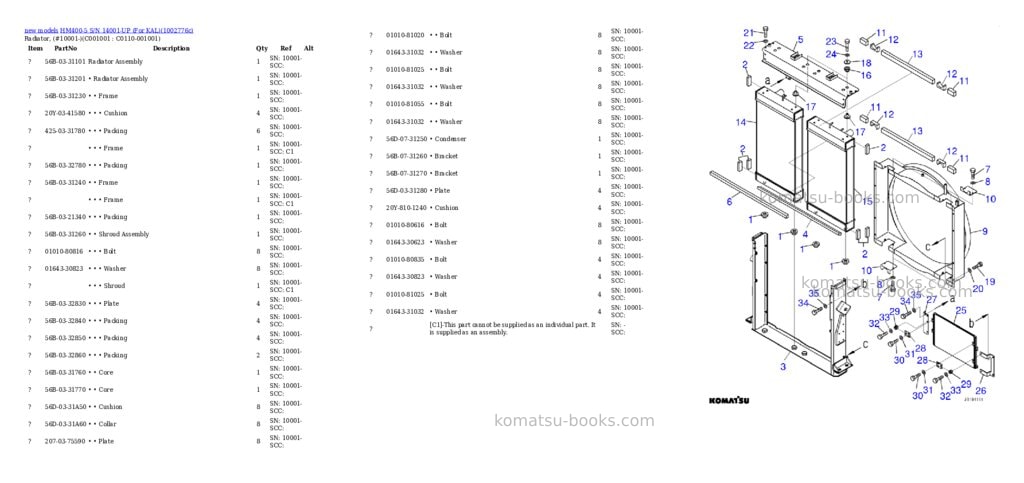 Komatsu HM400-5 S/N 14001-UP (For KAL) Parts catalog cover Page 7