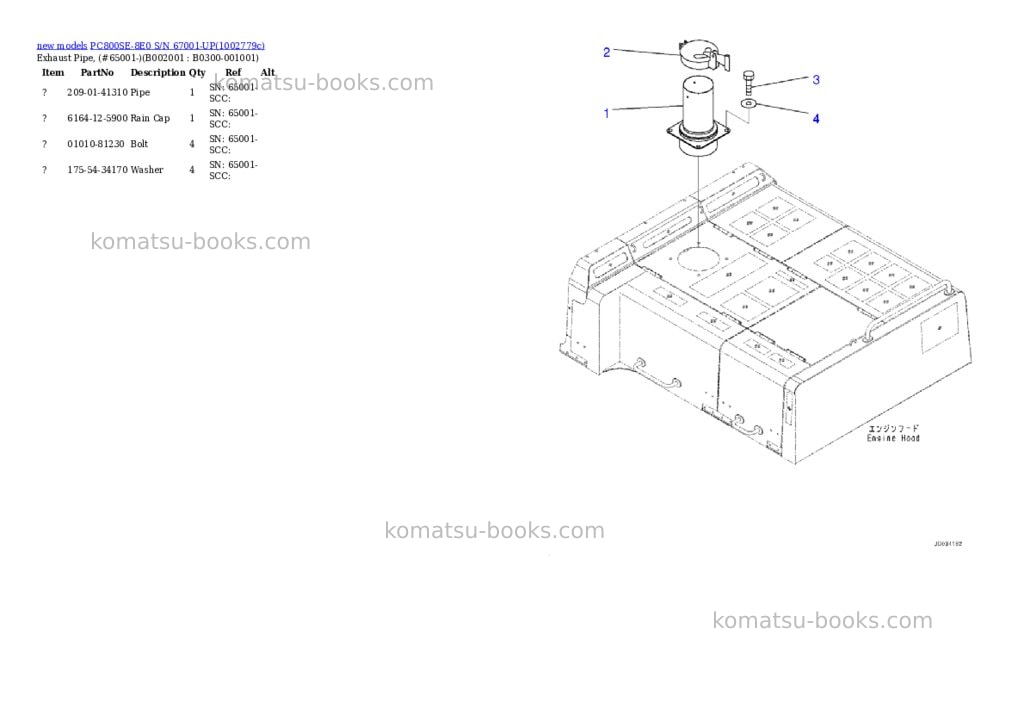 Komatsu PC800SE-8E0 S/N 67001-UP Parts catalog cover Page 5 Komatsu PC800SE-8E0 S/N 67001-UP Parts catalog cover Page 5