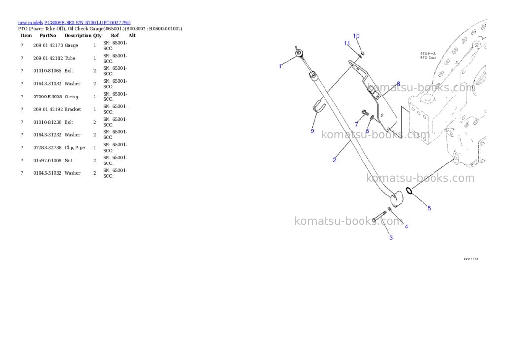 Komatsu PC800SE-8E0 S/N 67001-UP Parts catalog cover Page 7 Komatsu PC800SE-8E0 S/N 67001-UP Parts catalog cover Page 7