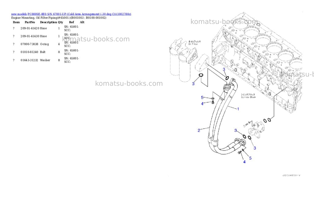 Komatsu PC800SE-8E0 S/N 67001-UP (Cold Area Arrangement (-30 deg C)) Parts catalog cover Page 3