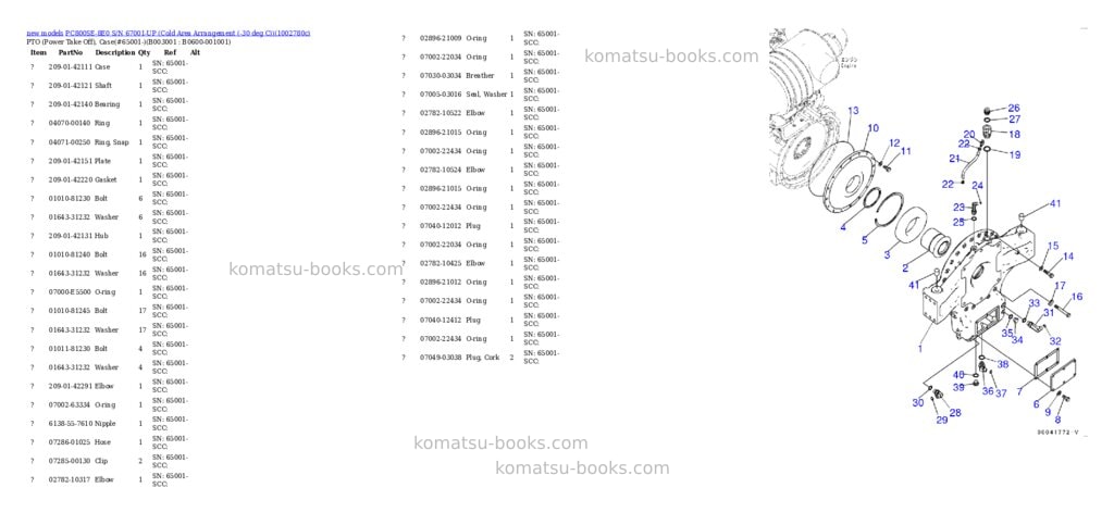 Komatsu PC800SE-8E0 S/N 67001-UP (Cold Area Arrangement (-30 deg C)) Parts catalog cover Page 7