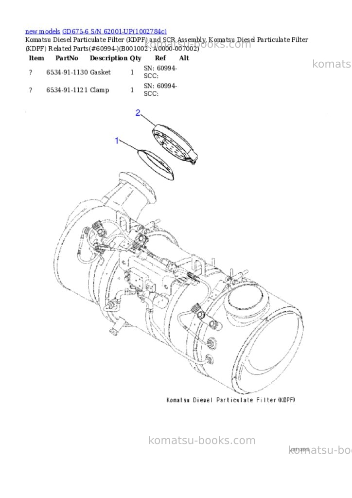 Komatsu GD675-6 S/N 62001-UP Parts catalog cover Page 2