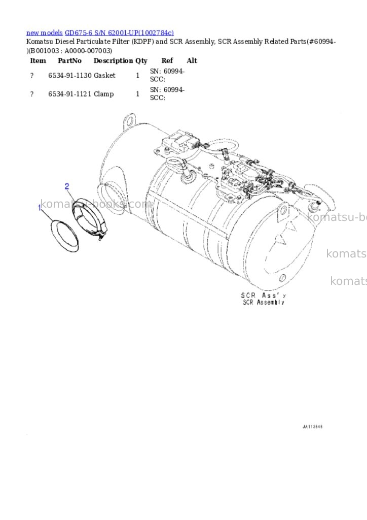 Komatsu GD675-6 S/N 62001-UP Parts catalog cover Page 3