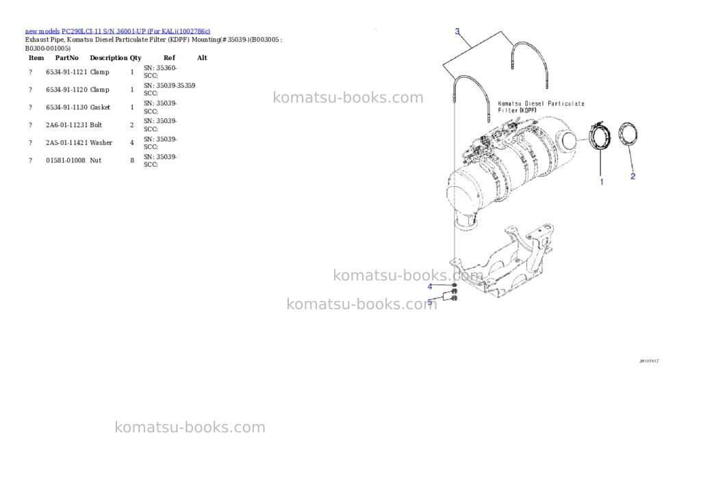 Komatsu PC290LCI-11 S/N 36001-UP (For KAL) Parts catalog cover Page 10