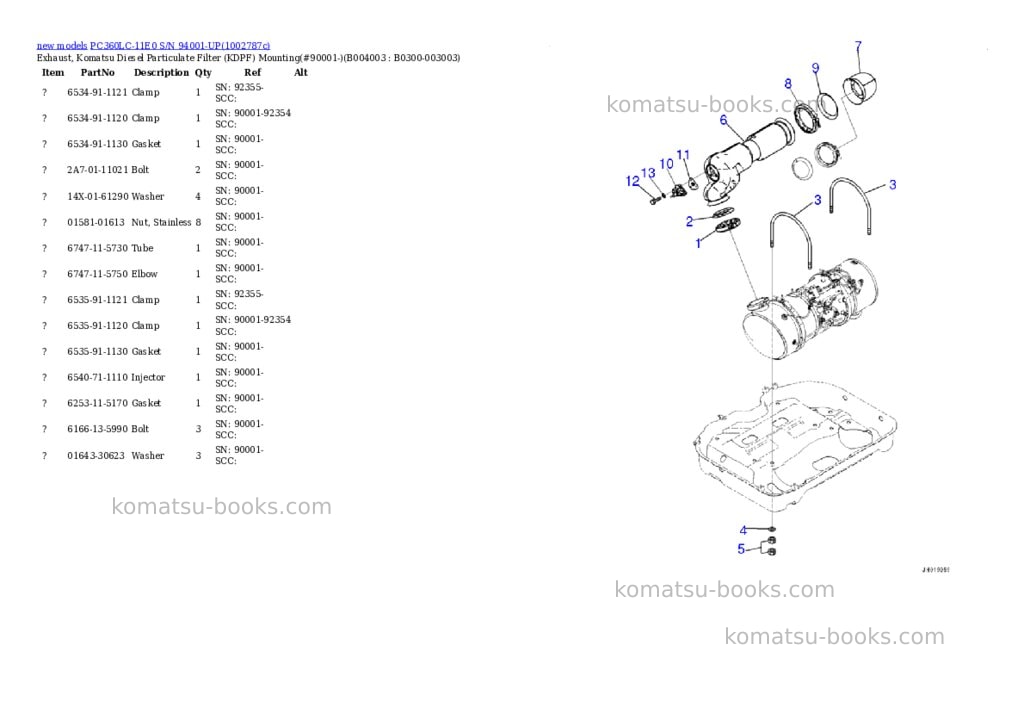 Komatsu PC360LC-11E0 S/N 94001-UP Parts catalog cover Page 10 Komatsu PC360LC-11E0 S/N 94001-UP Parts catalog cover Page 10