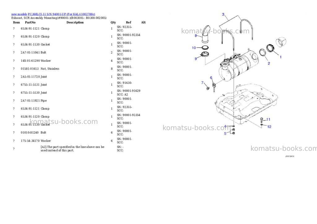 Komatsu PC360LCI-11 S/N 94001-UP (For KAL) Parts catalog cover Page 10 Komatsu PC360LCI-11 S/N 94001-UP (For KAL) Parts catalog cover Page 10
