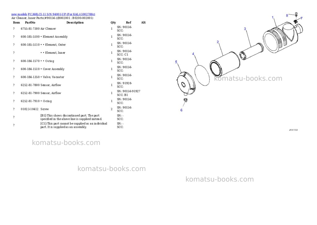 Komatsu PC360LCI-11 S/N 94001-UP (For KAL) Parts catalog cover Page 4 Komatsu PC360LCI-11 S/N 94001-UP (For KAL) Parts catalog cover Page 4