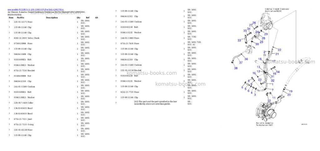 Komatsu PC228US-11 S/N 12001-UP (For KAL) Parts catalog cover Page 5