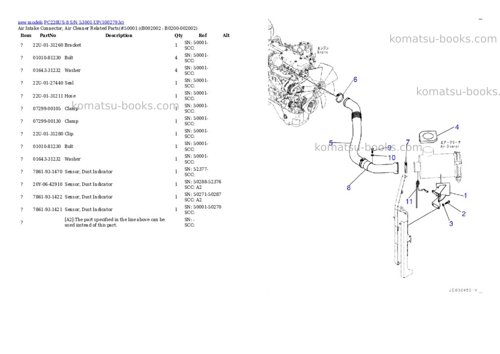 Komatsu PC228US-8 S/N 53001-UP Parts catalog cover Page 3 Komatsu PC228US-8 S/N 53001-UP Parts catalog cover Page 3