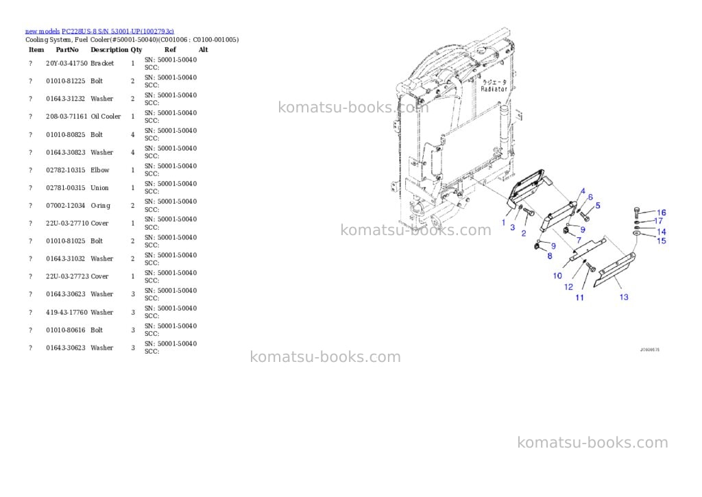 Komatsu PC228US-8 S/N 53001-UP Parts catalog cover Page 9 Komatsu PC228US-8 S/N 53001-UP Parts catalog cover Page 9