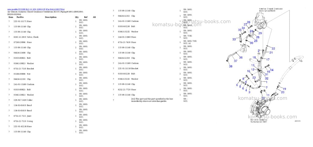Komatsu PC228USLC-11 S/N 12001-UP (For KAL) Parts catalog cover Page 5