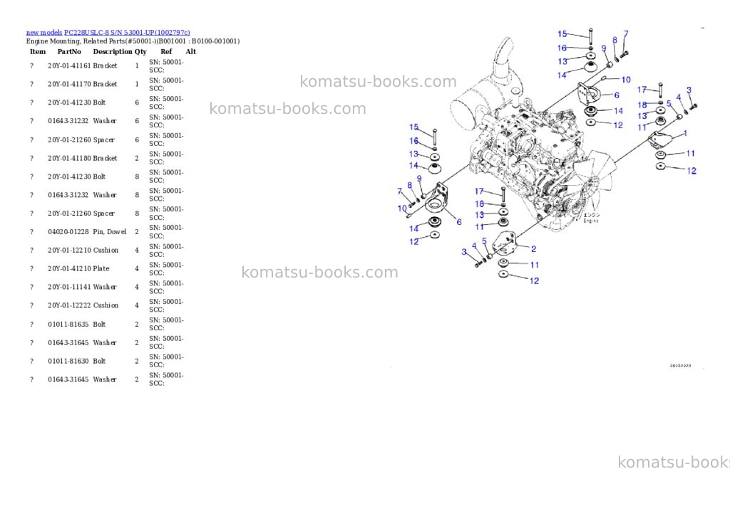 Komatsu PC228USLC-8 S/N 53001-UP Parts catalog cover Komatsu PC228USLC-8 S/N 53001-UP Parts catalog cover