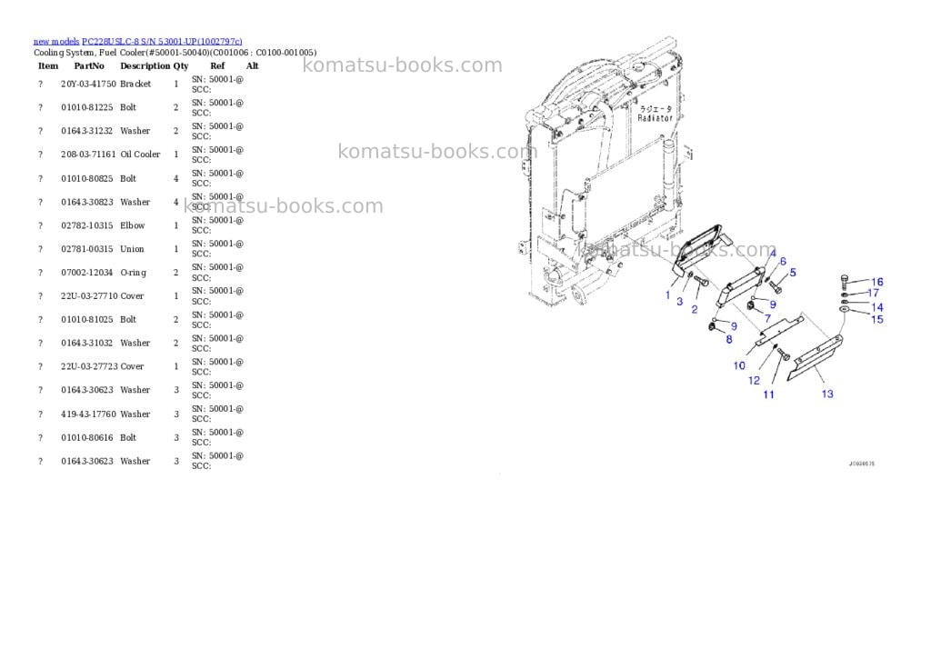 Komatsu PC228USLC-8 S/N 53001-UP Parts catalog cover Page 9 Komatsu PC228USLC-8 S/N 53001-UP Parts catalog cover Page 9