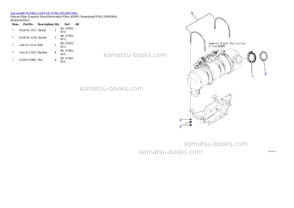 Komatsu PC240LC-11E0 S/N 97001-UP Parts catalog cover Page 10 Komatsu PC240LC-11E0 S/N 97001-UP Parts catalog cover Page 10