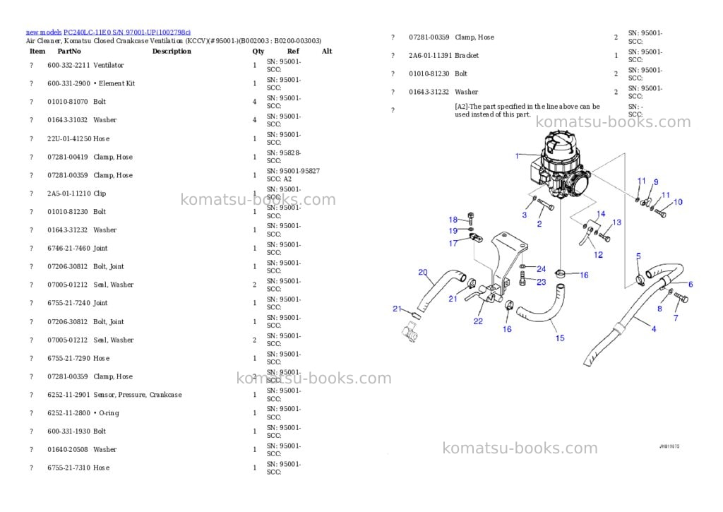 Komatsu PC240LC-11E0 S/N 97001-UP Parts catalog cover Page 4 Komatsu PC240LC-11E0 S/N 97001-UP Parts catalog cover Page 4