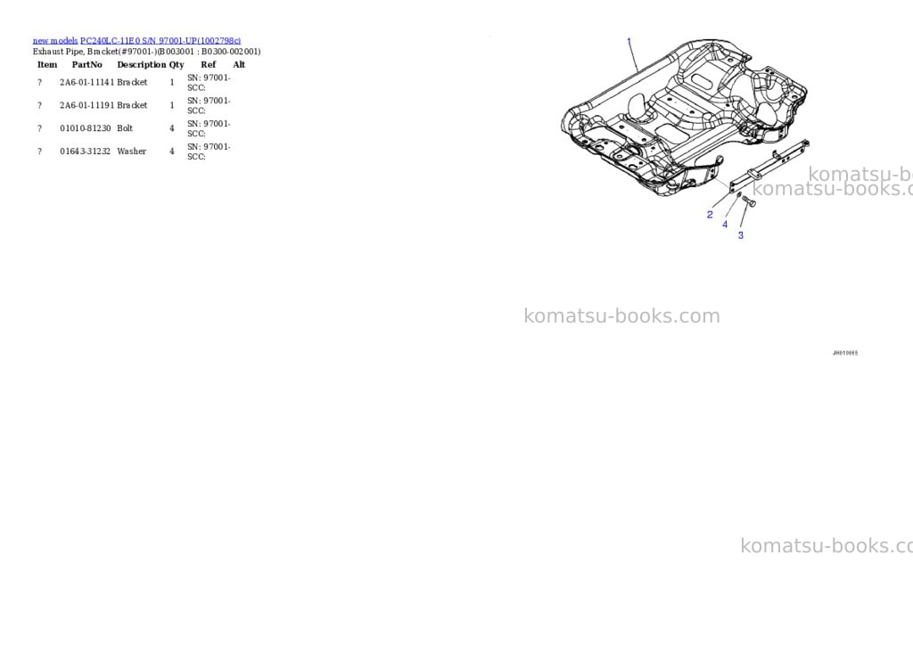 Komatsu PC240LC-11E0 S/N 97001-UP Parts catalog cover Page 6 Komatsu PC240LC-11E0 S/N 97001-UP Parts catalog cover Page 6