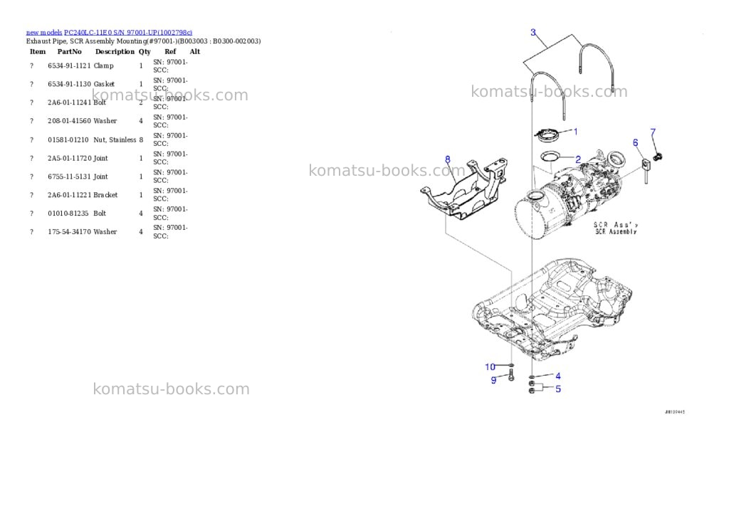 Komatsu PC240LC-11E0 S/N 97001-UP Parts catalog cover Page 8 Komatsu PC240LC-11E0 S/N 97001-UP Parts catalog cover Page 8