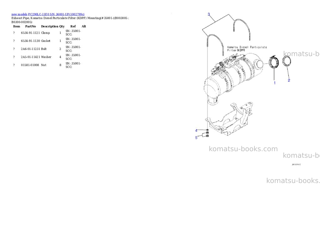 Komatsu PC290LC-11E0 S/N 36001-UP Parts catalog cover Page 10 Komatsu PC290LC-11E0 S/N 36001-UP Parts catalog cover Page 10