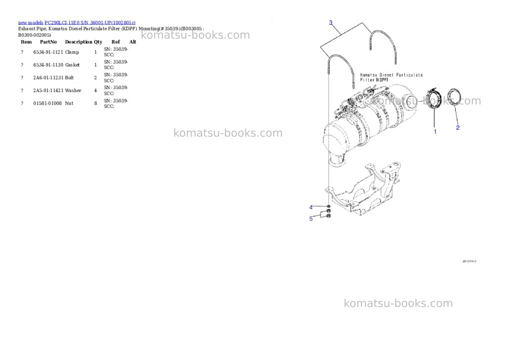 Komatsu PC290LCI-11E0 S/N 36001-UP Parts catalog cover Page 10 Komatsu PC290LCI-11E0 S/N 36001-UP Parts catalog cover Page 10
