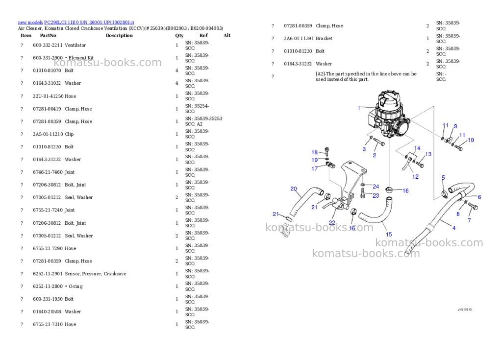 Komatsu PC290LCI-11E0 S/N 36001-UP Parts catalog cover Page 4 Komatsu PC290LCI-11E0 S/N 36001-UP Parts catalog cover Page 4