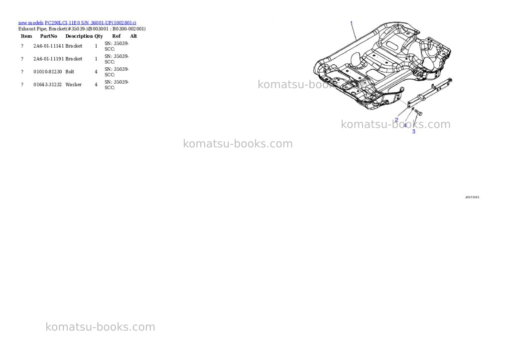 Komatsu PC290LCI-11E0 S/N 36001-UP Parts catalog cover Page 6 Komatsu PC290LCI-11E0 S/N 36001-UP Parts catalog cover Page 6