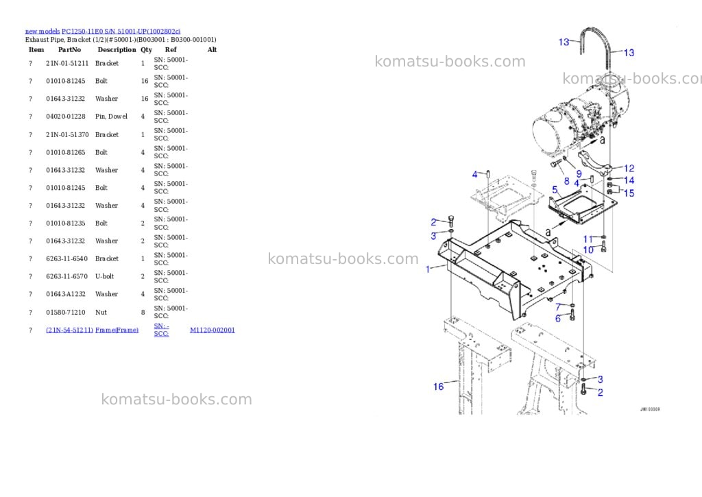 Komatsu PC1250-11E0 S/N 51001-UP Parts catalog cover Page 10