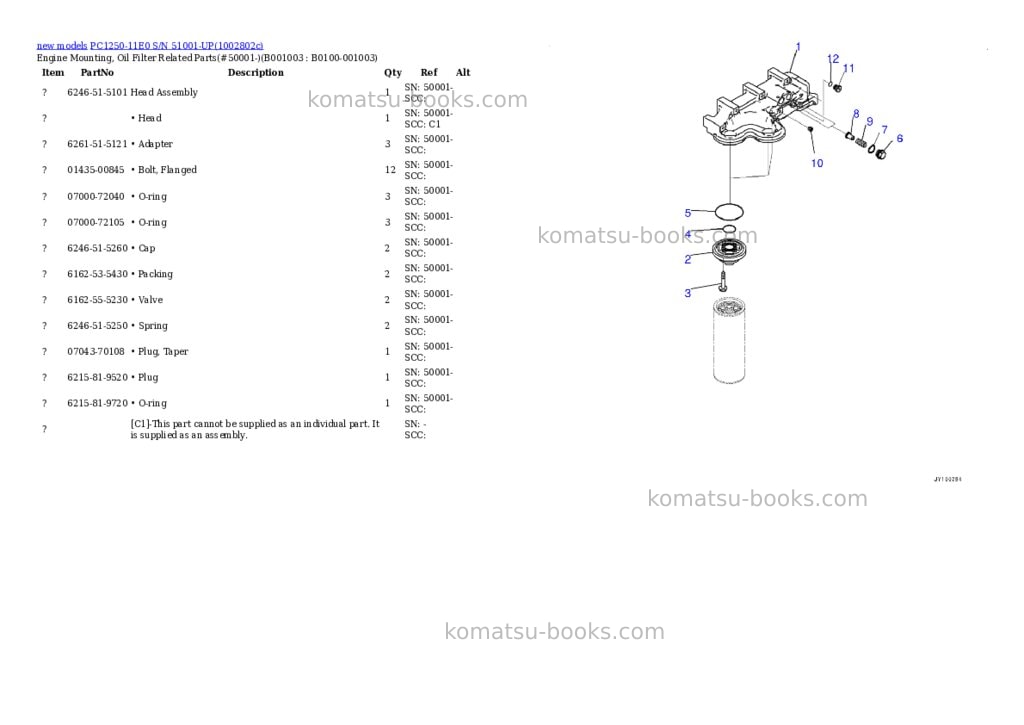 Komatsu PC1250-11E0 S/N 51001-UP Parts catalog cover Page 3