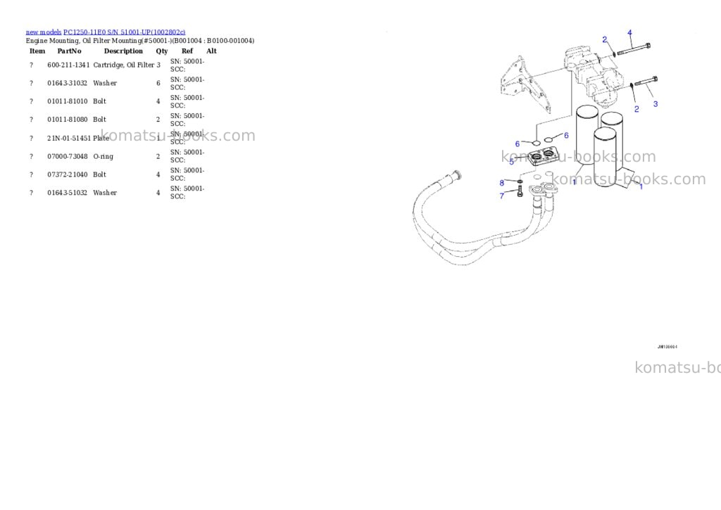 Komatsu PC1250-11E0 S/N 51001-UP Parts catalog cover Page 4
