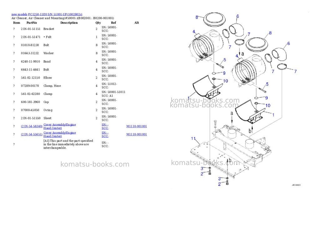 Komatsu PC1250-11E0 S/N 51001-UP Parts catalog cover Page 5