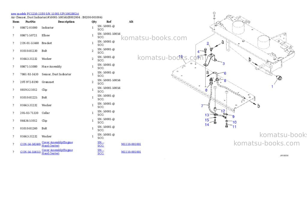 Komatsu PC1250-11E0 S/N 51001-UP Parts catalog cover Page 8