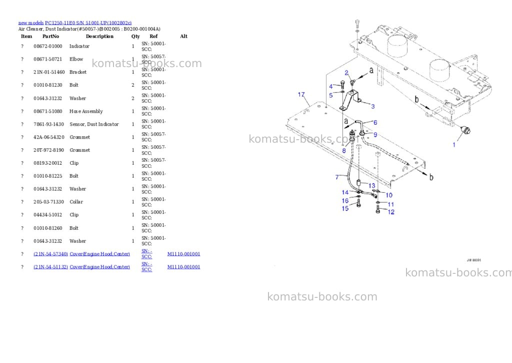 Komatsu PC1250-11E0 S/N 51001-UP Parts catalog cover Page 9
