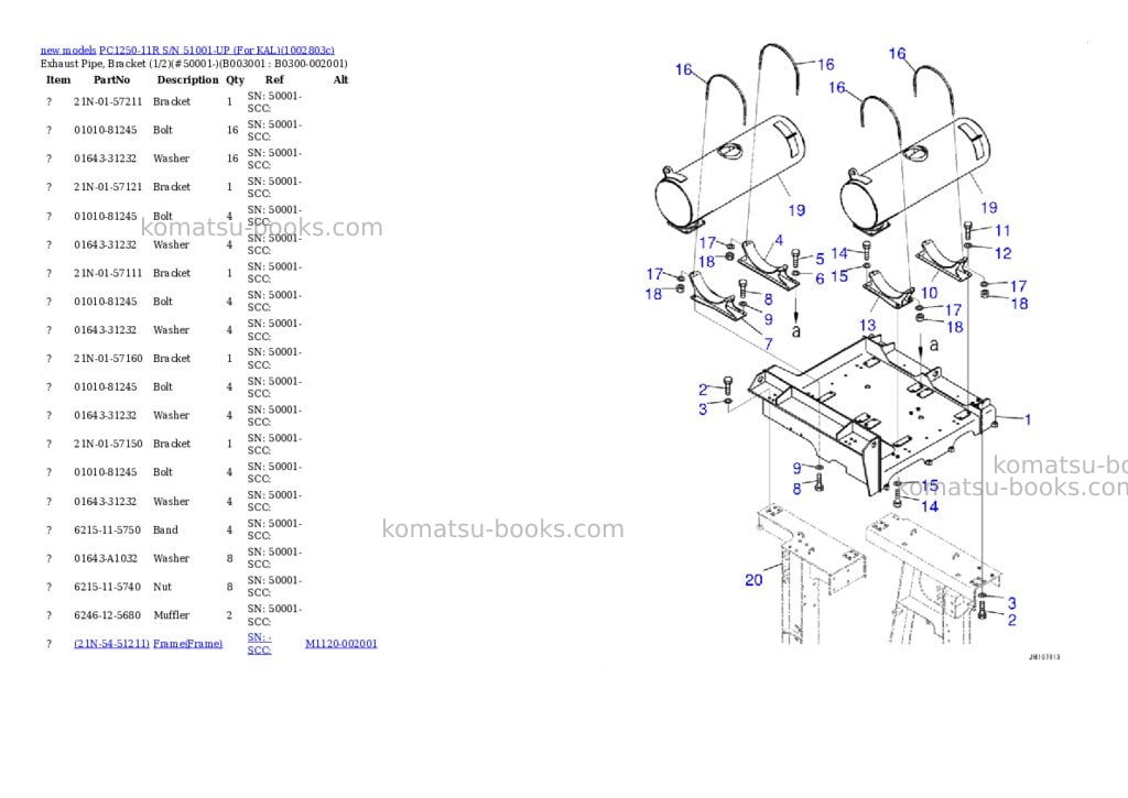 Komatsu PC1250-11R S/N 51001-UP (For KAL) Parts catalog cover Page 10 Komatsu PC1250-11R S/N 51001-UP (For KAL) Parts catalog cover Page 10