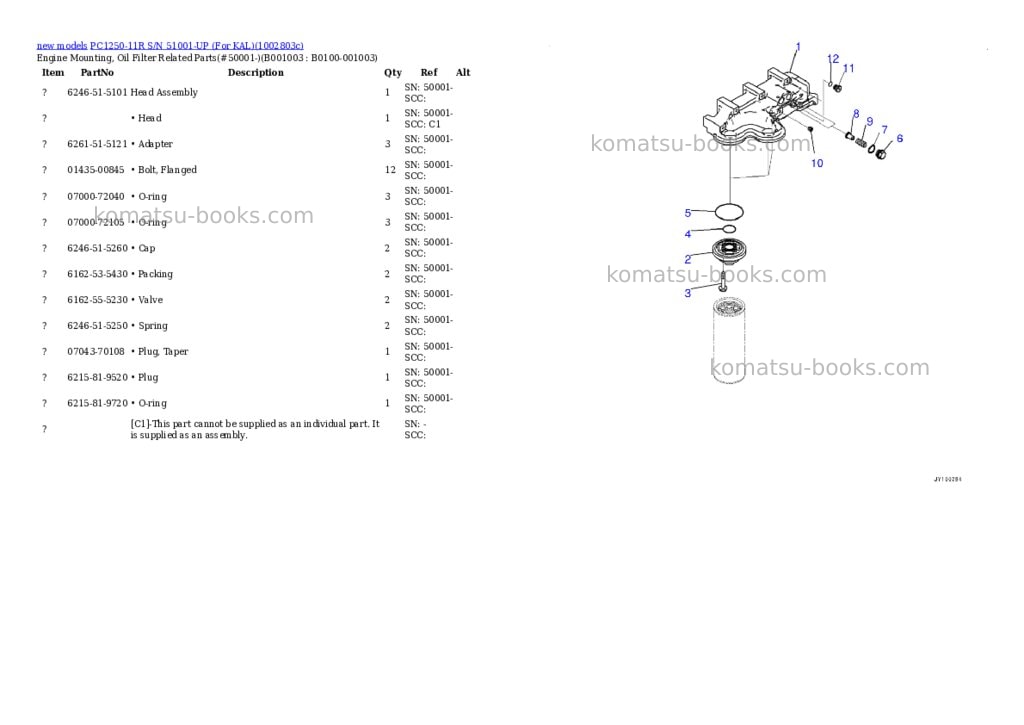 Komatsu PC1250-11R S/N 51001-UP (For KAL) Parts catalog cover Page 3 Komatsu PC1250-11R S/N 51001-UP (For KAL) Parts catalog cover Page 3