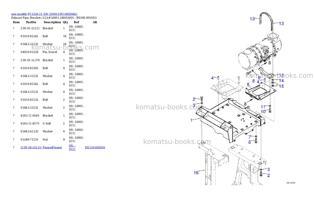Komatsu PC1250-11 S/N 51001-UP Parts catalog cover Page 10