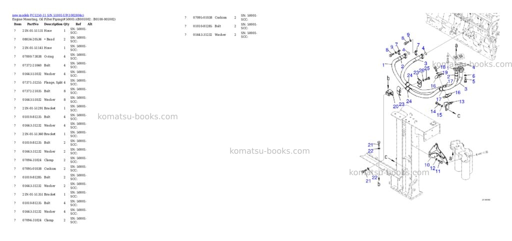Komatsu PC1250-11 S/N 51001-UP Parts catalog cover Page 2