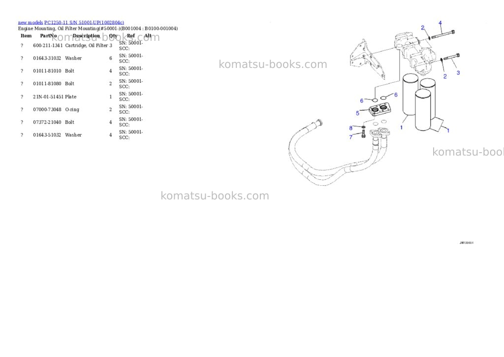 Komatsu PC1250-11 S/N 51001-UP Parts catalog cover Page 4