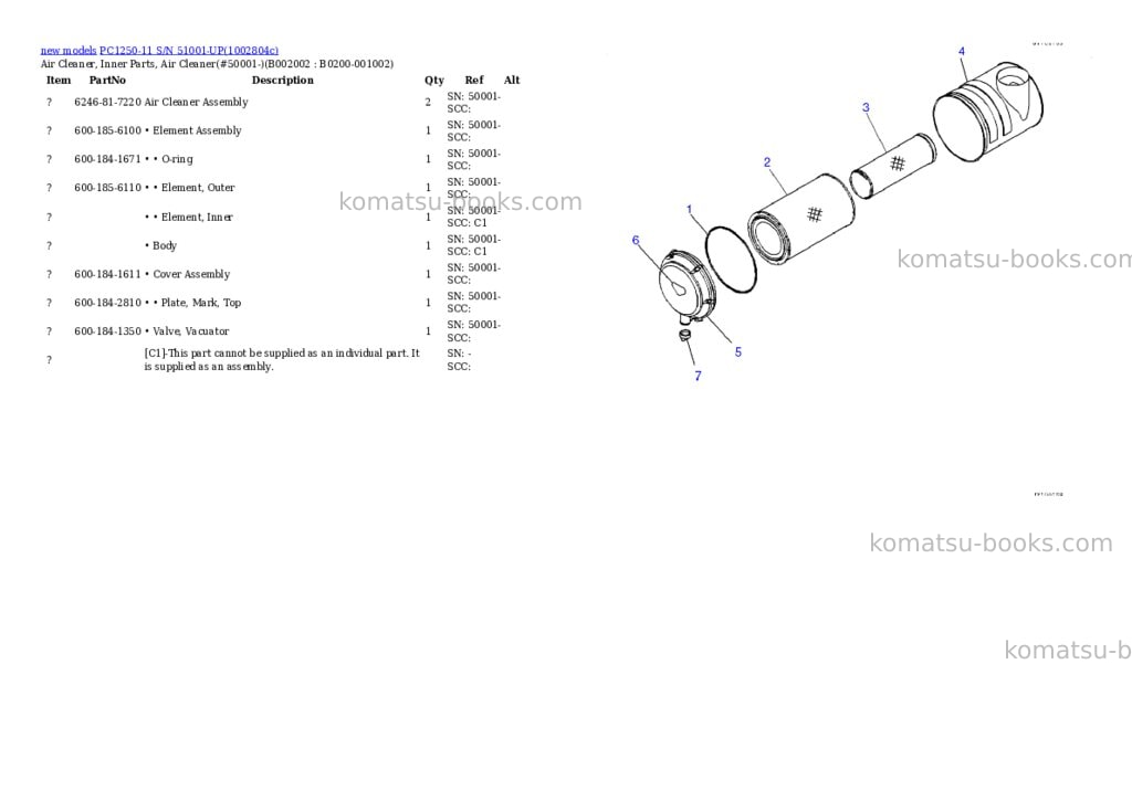 Komatsu PC1250-11 S/N 51001-UP Parts catalog cover Page 6