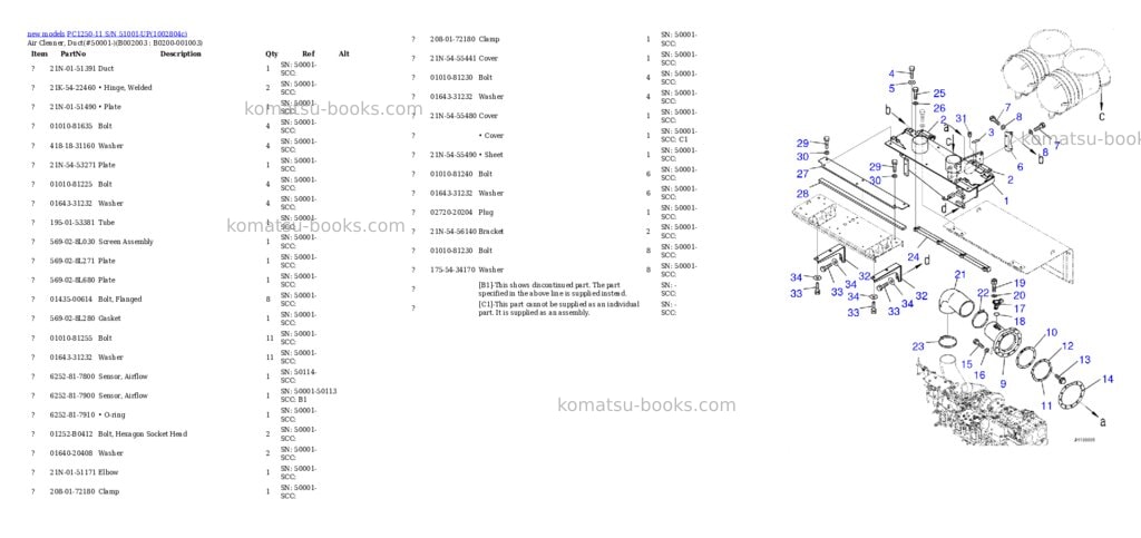 Komatsu PC1250-11 S/N 51001-UP Parts catalog cover Page 7