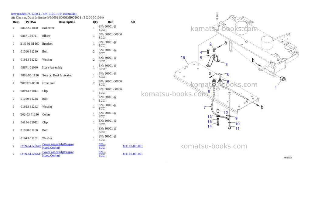 Komatsu PC1250-11 S/N 51001-UP Parts catalog cover Page 8