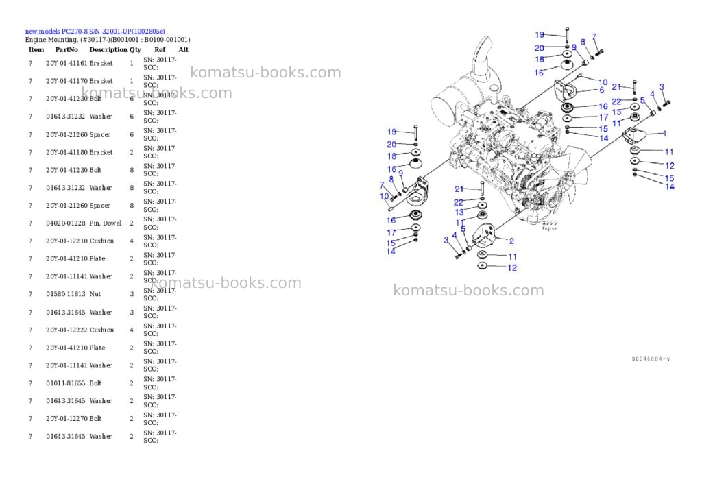 Komatsu PC270-8 S/N 32001-UP Parts catalog cover Komatsu PC270-8 S/N 32001-UP Parts catalog cover