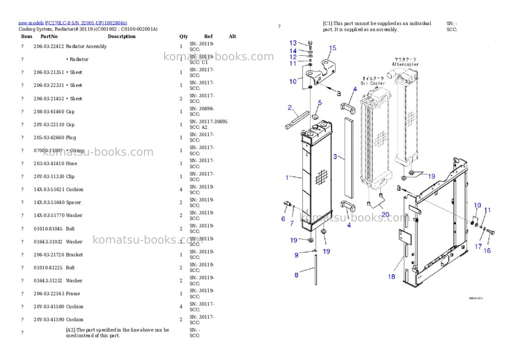 Komatsu PC270LC-8 S/N 32001-UP Parts catalog cover Page 7 Komatsu PC270LC-8 S/N 32001-UP Parts catalog cover Page 7