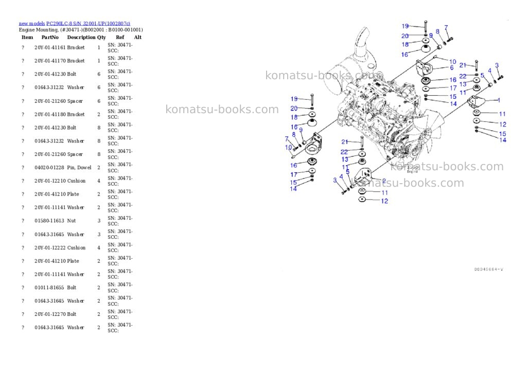 Komatsu PC290LC-8 S/N 32001-UP Parts catalog cover Page 3 Komatsu PC290LC-8 S/N 32001-UP Parts catalog cover Page 3