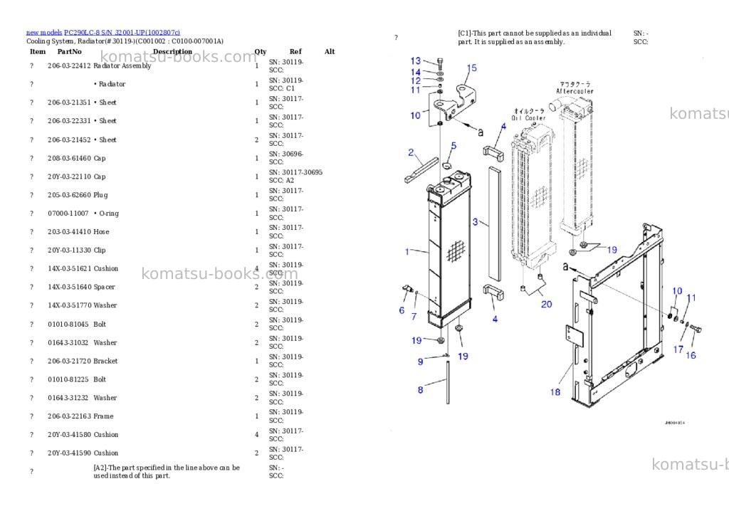 Komatsu PC290LC-8 S/N 32001-UP Parts catalog cover Page 9 Komatsu PC290LC-8 S/N 32001-UP Parts catalog cover Page 9