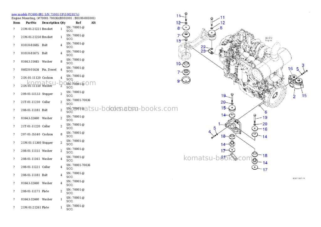 Komatsu PC600-8R1 S/N 71001-UP Parts catalog cover