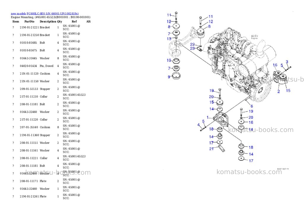 Komatsu PC600LC-8E0 S/N 66001-UP Parts catalog cover