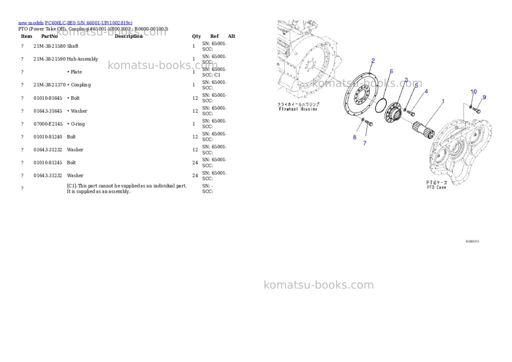 Komatsu PC600LC-8E0 S/N 66001-UP Parts catalog cover Page 6