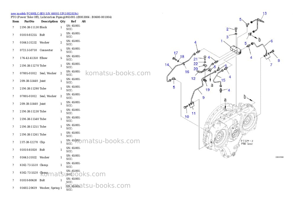 Komatsu PC600LC-8E0 S/N 66001-UP Parts catalog cover Page 7