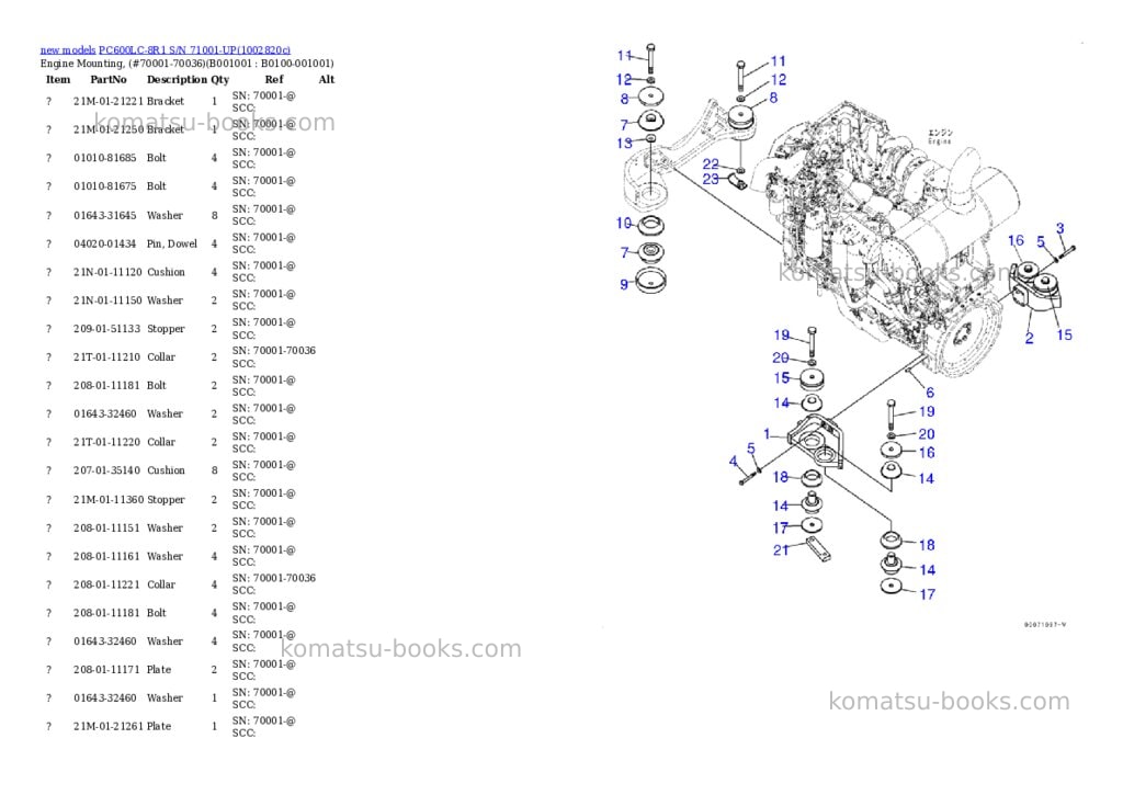 Komatsu PC600LC-8R1 S/N 71001-UP Parts catalog cover