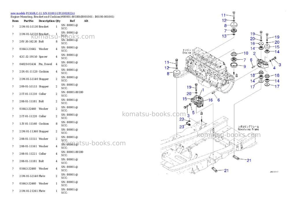 Komatsu PC650LC-11 S/N 81001-UP Parts catalog cover