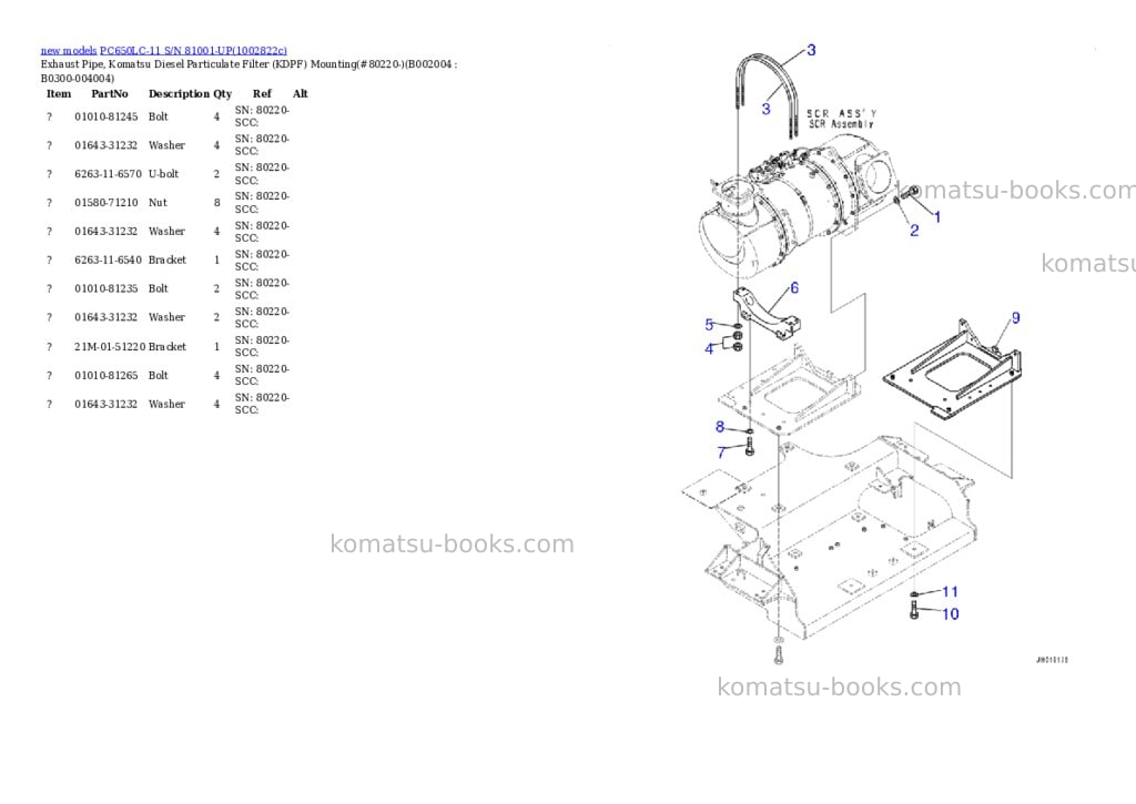 Komatsu PC650LC-11 S/N 81001-UP Parts catalog cover Page 10